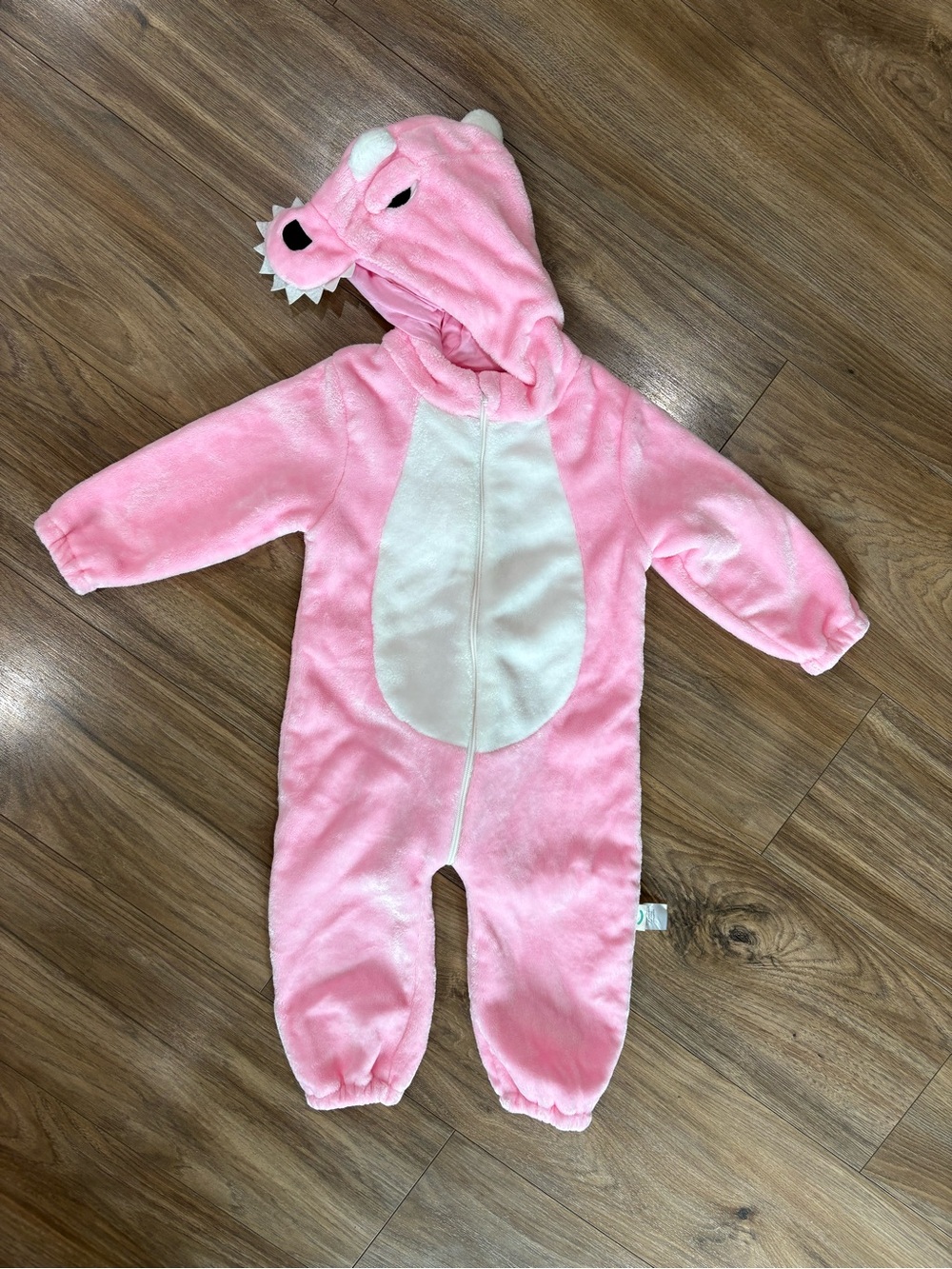 Girls 3T-4T Pink Dinosaur Costume Plush Hooded One Piece Halloween Costume